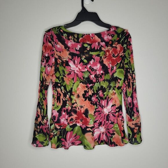 Vintage floarl y2k preppy bright romantic feminine 90s top size medium - Picture 2 of 8